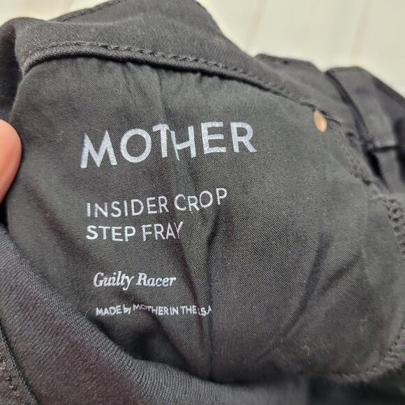 Mother Insider crop step fray black guilty racer striped jeans raw hem - Picture 10 of 11